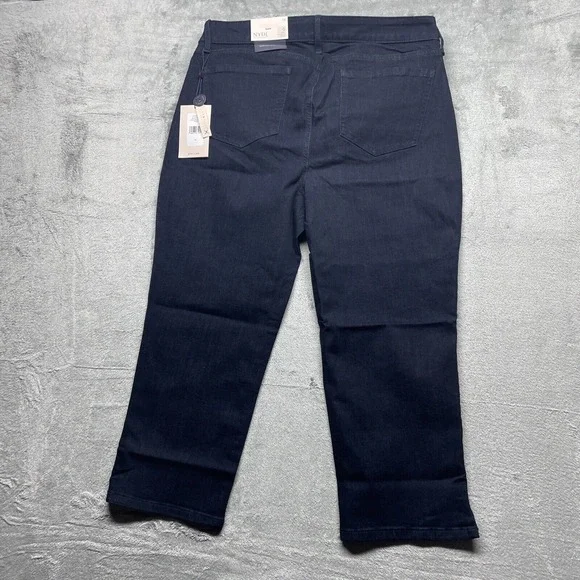 NYDJ Women's Size 14 Short Jeans Lift Tuck Technology Dark Blue Denim Straight - Picture 7 of 12